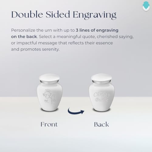 Geturns Embrace Keepsake Personalized Angel Cremation Urns for Human Ashes I White Funeral Urn for Men and Women with Double Side Engraving I 3.5 lbs - color: White