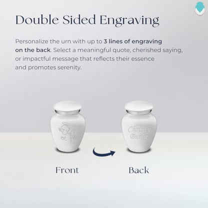 Geturns Embrace Keepsake Personalized Angel Cremation Urns for Human Ashes I White Funeral Urn for Men and Women with Double Side Engraving I 3.5 lbs - color: White