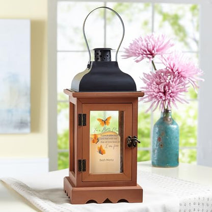 Let's Make Memories Personalized Memorial Lantern - Sympathy - Condolences - in Memory - LED Candle - Automatic Timer - Wood/Metal - I Am Free - style: I Am Free