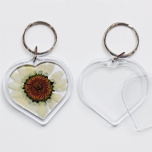 BetterJonny 20Pcs Acrylic Picture Keychain Blanks in Clear Acrylic Picture Frame Keyrings - color: Heart