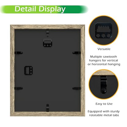 FrameWorks 8x10 Driftwood Wooden Shadow Box Frame – Soft Felt Back, Tempered Glass, and Included Elegant White Ball Push Pins - color: Natural, size: 8"x10"