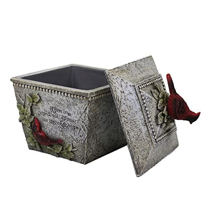 Roman, 8.25" H Cardinal Memorial Keepsake Box, Stone Look, Bereavement Gift,
