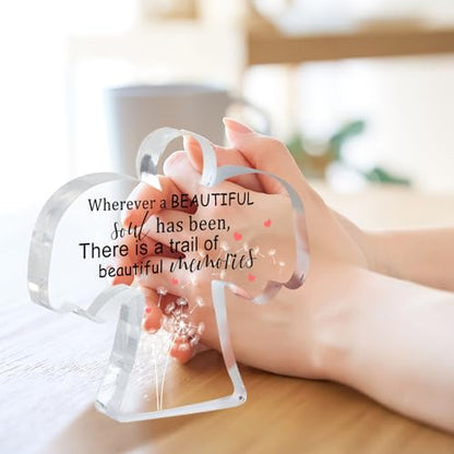 Sympathy Gifts, Angel Acrylic Memorial Condolence Gift, Grieving Gift, Remembrance Grief Dandelion Theme Gifts for Loss of Loved One, Sympathy Sign for Home Living Room Table Centerpiece Decor - style: 025