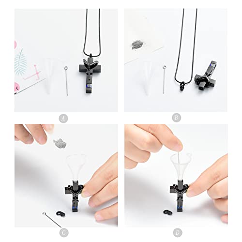 Forever in My Heart Birthstone Personalized Double Cross Urn Pendant Cremation Jewelry for Ashes Cross Ashes Keepsake - color: Dark Blue