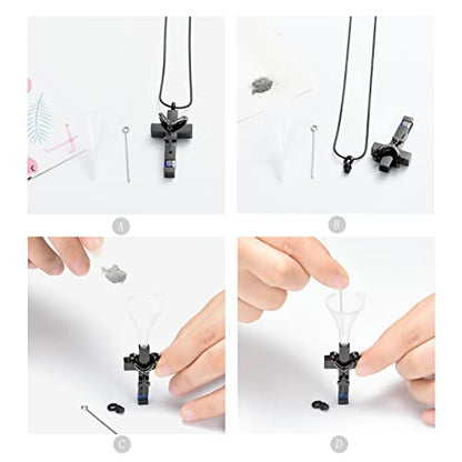 Forever in My Heart Birthstone Personalized Double Cross Urn Pendant Cremation Jewelry for Ashes Cross Ashes Keepsake - color: Dark Blue