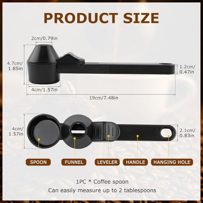 Coffee Scoop Funnel, 2 Tbsp Coffee Scoop for Ground Coffee & Powder | 2-in-1 coffee scoop and funnel with leveler for reusable coffee pods, protein powder, tea, jars, and narrow containers