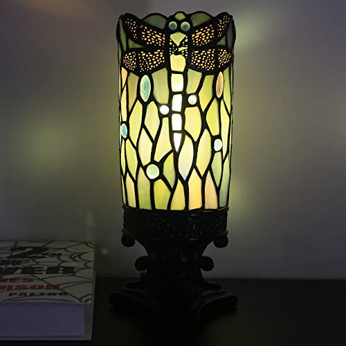 Small Tiffany Table Lamp Sea Blue Dragonfly Style Mini Stained Glass - color: Sea Blue Dragonfly Style