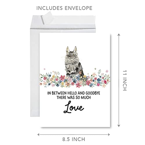 Andaz Press Jumbo Pet Sympathy Card with Envelope, Sorry For Your Loss Card, Main Coon Cat Loss Of Pets, Cat Grief Bereavement Card with Big Blank Space to Send to Friends, Family, 8.5" x 11", 1-Pack - color: Main Coon Cat