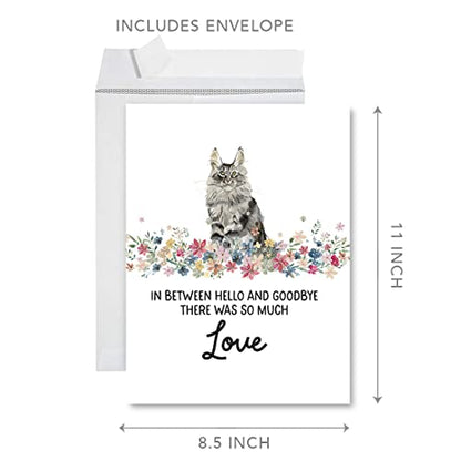 Andaz Press Jumbo Pet Sympathy Card with Envelope, Sorry For Your Loss Card, Main Coon Cat Loss Of Pets, Cat Grief Bereavement Card with Big Blank Space to Send to Friends, Family, 8.5" x 11", 1-Pack - color: Main Coon Cat