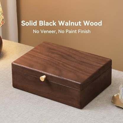 Black Walnut Wooden Jewelry Box, 2 Layer Necklace Organizer Case for Women - color: 2 Layer