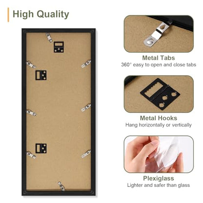 Vittanly 8x20 Collage Picture Frame, Displays 4Pcs 4x6 Pictures, Black - color: Black, size: 8x20