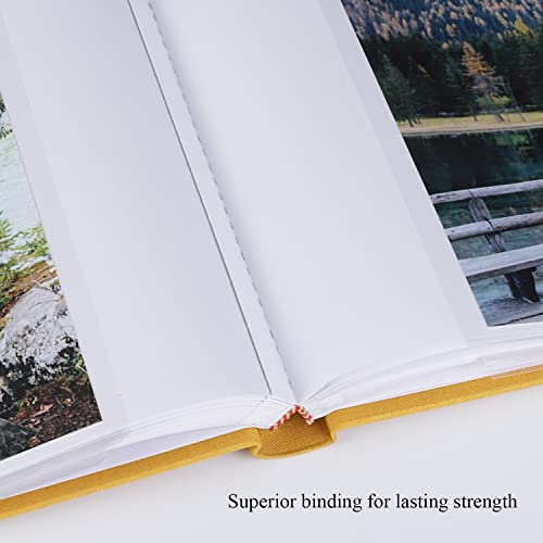 1DOT2 Small Photo Album 4x6, Hold 60 Photos with Memo, Indian Yellow | Vertical Slip-in Pockets, Linen Cover with Writing Space, For Wedding Baby Mother's Day - color: Indian Yellow, size: 4x6
