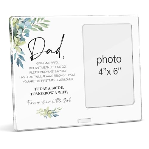 Father of the Bride Picture Frame, Father of the Bride Gifts From Daughter, Wedding Gift for Dad on Wedding Day Acrylic Photo Frames, Photo 4 x 6 Inches - color: D-Dad of the Bride