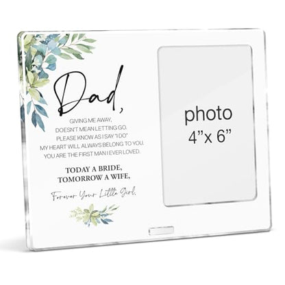 Father of the Bride Picture Frame, Father of the Bride Gifts From Daughter, Wedding Gift for Dad on Wedding Day Acrylic Photo Frames, Photo 4 x 6 Inches - color: D-Dad of the Bride