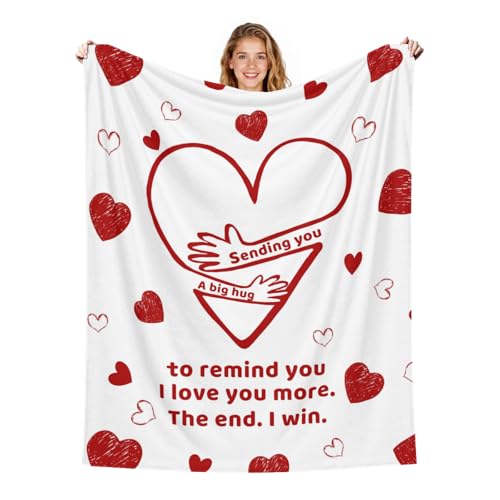 Giwawa Anniversary Wedding Gifts for Women Men Husband Wife Birthday Gift Ideas to Girlfriend Boyfriend Him Her Valentines Day Couples Blanket I Love You More The End I Win Throw Blanket 50x60 - color: Lovemore