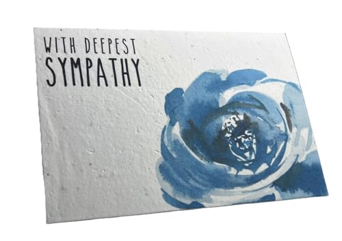 Of The Earth Handmade Paper - Plantable Wildflower Seed Folding Card - Sympathy Designs - 5" x 7" - Set of 3 - w/Recycled Envelopes (Watercolor Sympathy Blue Flower) - color: Watercolor Sympathy Blue Flower
