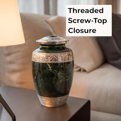 GR8 Keepsakes Green Marble-Finish Cremation Urn for Human Ashes Adult - color: Green