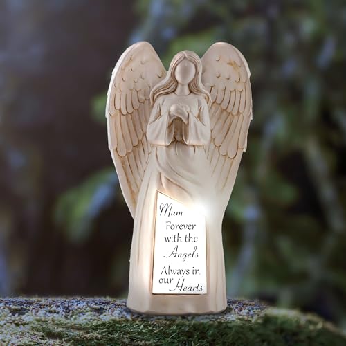 Solar Angel Statue Decoration for Cemetery - Loss of a Mother Sympathy Gifts - in Loving Memory Ornament Mom - Outdoor - Mothers Day Gifts - Light Up Garden Memorial - style: Mom Tribute