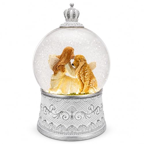 Dog Memorial Gifts for Loss of Dog Sympathy Gift, Snow Globe with Auto Swirling Glitter & 6H Timer, Battery or USB Powered, Dog Passing Away Gifts for Home Decor - color: Dog Memorial White
