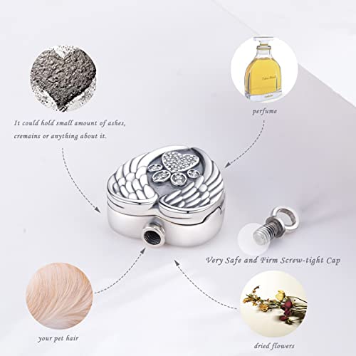 Eusense Cremation Jewelry for Ashes Urn Necklace to Put Ashes In 925 Sterling Silver Memorial Pendant Heart Urn Necklaces for Ashes Necklace for Women Men - style: E-Paw Print Urn Necklace & Picture Locket Necklace