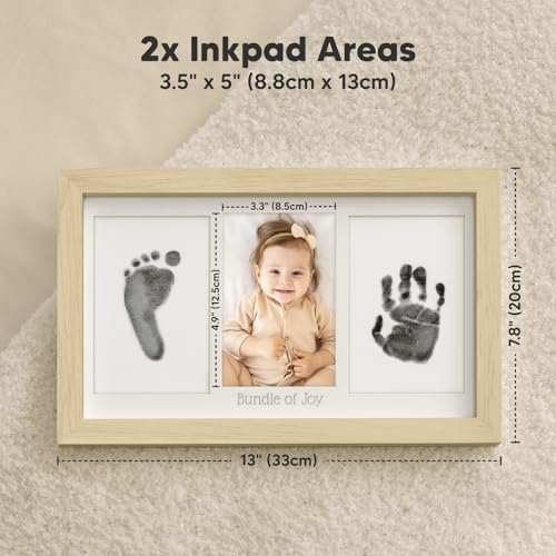 Inkless Hand and Footprint Kit, Boy Girl Newborn Keepsake (Ash Wood) | No Mess Ink Pad for Baby Handprint, Clean Touch Paw Print Kit for Dog Picture Frame, Personalized Baby Christmas Shower Gifts - color: Ash Wood