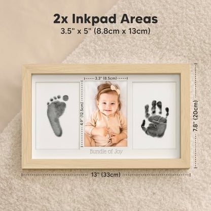 Inkless Hand and Footprint Kit, Boy Girl Newborn Keepsake (Ash Wood) | No Mess Ink Pad for Baby Handprint, Clean Touch Paw Print Kit for Dog Picture Frame, Personalized Baby Christmas Shower Gifts - color: Ash Wood