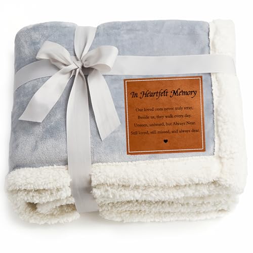 in Heartfelt Memory Light Gray Memory Blanket – Ultra Soft Fleece Sympathy Gift for Loss of a Loved One, Thoughtful Bereavement Throw for Condolence & Grief Comfort (50”x60”)