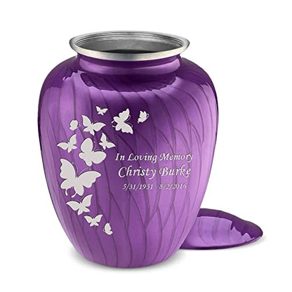 Geturns Embrace Adult Personalized Butterfly Cremation Urns for Human Ashes I Large Pearl Purple Funeral Urn for Men and Women I 200 lbs - color: Pearl Purple
