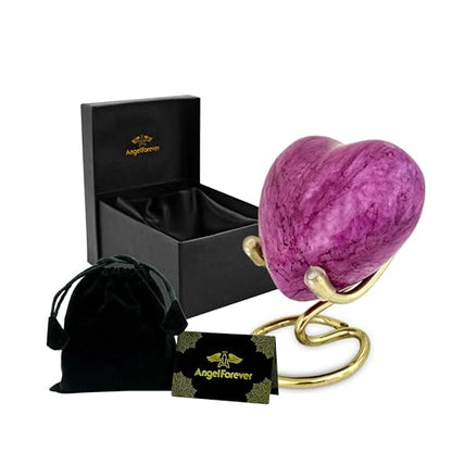 Heart Urn with Stand & Box Keepsake Urn for Human Ashes Mini Cremation Urn for Men & Women (Pink) - color: Pink