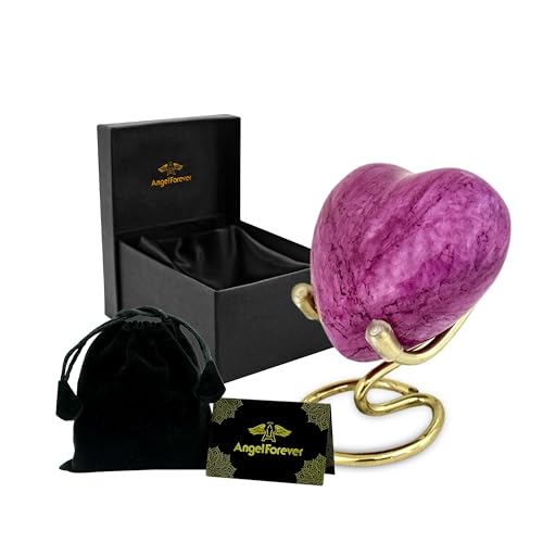 Heart Urn with Stand & Box Keepsake Urn for Human Ashes Mini Cremation Urn for Men & Women (Pink) - color: Pink