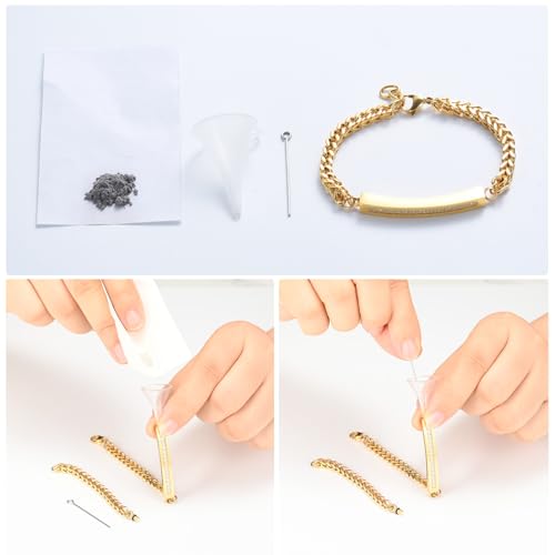 Cremation Urn Cuff Bracelet for Ashes Stainless Steel Crystal Cube Cremation Bangle Keepsake Ashes Jewelry - color: Gold
