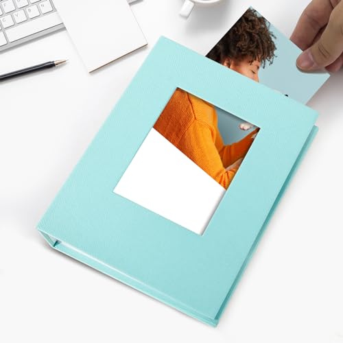 Vienrose Small 4x6 Photo Album Slip In 100 Photos Skyblue | Portable Design Photo Book, Memory Book, Wedding Family Baby Travel, Easy To Carry - color: Skyblue