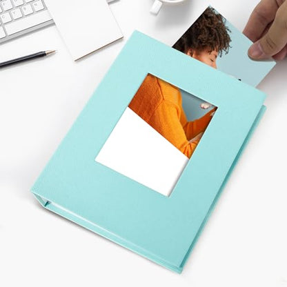 Vienrose Small 4x6 Photo Album Slip In 100 Photos Skyblue | Portable Design Photo Book, Memory Book, Wedding Family Baby Travel, Easy To Carry - color: Skyblue