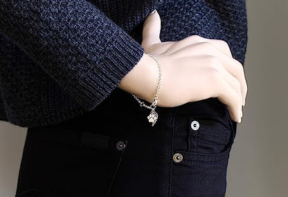 Sterling Silver Paw & Angel Wing Bracelet - Pet Loss Memorial Gift