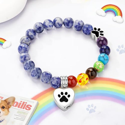 abooxiu Cremation Jewelry Urn Bracelet for Ashes Memorial Heart Ashes Keepsake Cremation Ash Bracelets Urn Jewelry for Ashes of Loved Ones for Women - With Me Always - style: Pawprint - Rainbow Bridge