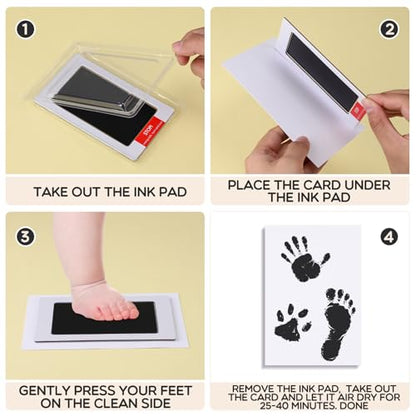 Jetec 30 Set Inkless Baby Footprint and Handprint Kit, Clean Touch Ink Pad for Baby Hand and Footprints, Dog Paw Print Kit with Ink Pads and Imprint Cards for Newborns Babies Pets Gifts (Black) - color: Black