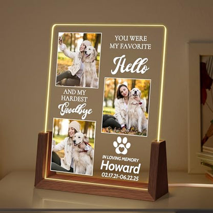 Personalized Dog Memorial Gifts, Custom Acrylic Light Up Picture Frame | Custom Pet Loss Gifts Cat Pet Memorial Gifts with Pictures for Pet Lover, Loss of Dog Sympathy Gifts - color: style-2