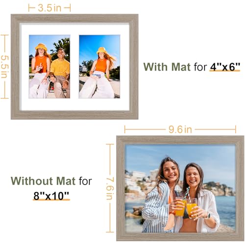 Vittanly 8x10 Collage Picture Frame, Displays 2Pcs 4x6 Photos, Light Taupe - color: Light Taupe, size: 8x10