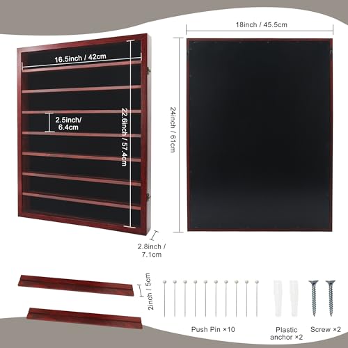 18x24 Wooden Shadow Box Frame with Removable Shelves Deep Display Case for Military Medals Keepsakes Cherry - color: Cherry, size: 18x24