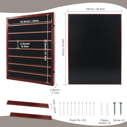 18x24 Wooden Shadow Box Frame with Removable Shelves Deep Display Case for Military Medals Keepsakes Cherry - color: Cherry, size: 18x24