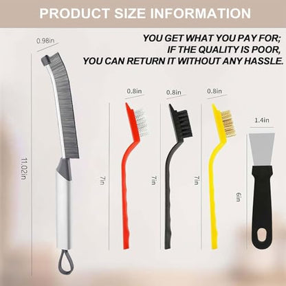 9-Piece Commercial-Grade Crevice Cleaning Brush Set, Ultra-Stiff Heavy-Duty Gap Scrubber Tools for Bathroom Grout, Window Tracks & Auto Detailing, Zero Cross-Contamination Arsenal