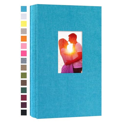 potricher Linen Photo Album for 4x6 Inch Photos, 300 Pockets, Blue | Linen Cover, Small Capacity 4x6 Picture Albums with Horizontal Pockets, 4x6 Photo Book for Family, Wedding, Baby, Anniversary - color: Blue