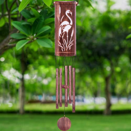 FSVGYY Solar Flamingo Wind Chime 30 Inch Metal Outdoor Hanging Light - color: Wind Chimes Flamingo