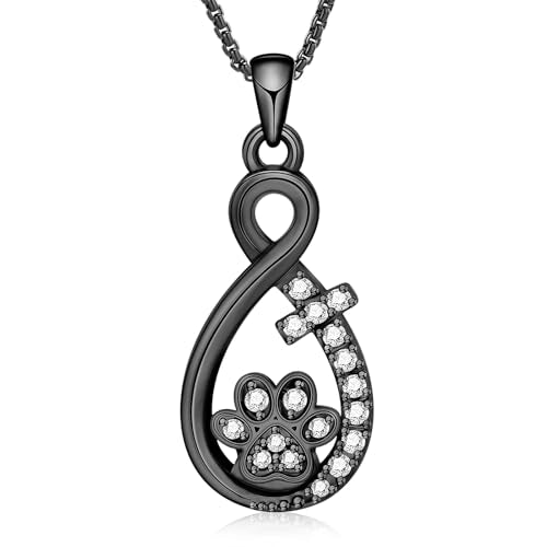 Oinsi Infinity Love Pet Cremation Jewelry for Ashes of Dog/Cat Funeral Keepsake Urn Necklace Pendant Memorial Jewellery - color: D-Black