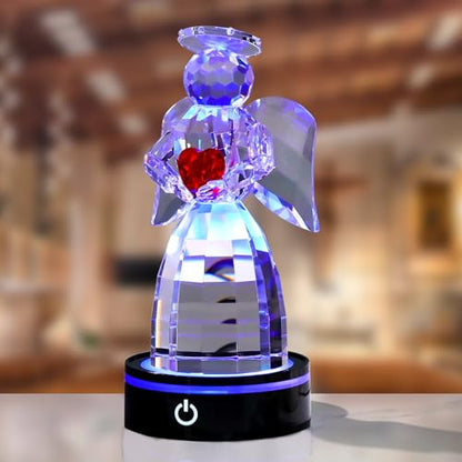 Ornalrist Crystal Healing Angel Figurines with Multicolor LED Light | Healing, Express Sympathy, Comfort and Remembrance, 5.9', Gift Boxed - color: Heart
