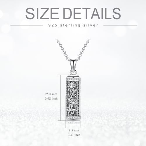 Rose & Daisy Urn Necklace - Sterling Silver Cremation Keepsake Memorial Jewelry - style: Daisy