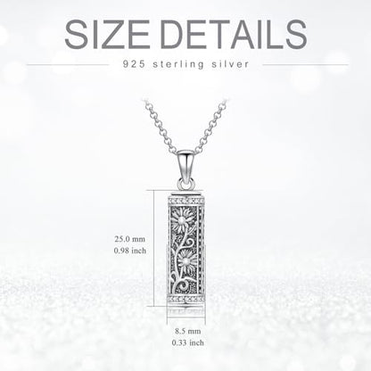 Rose & Daisy Urn Necklace - Sterling Silver Cremation Keepsake Memorial Jewelry - style: Daisy