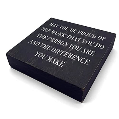 Inspirational Desk Decor Wooden Box Sign Thank You Employee Appreciation Gift Coworker Gift Black Wood Block Plaque Box Sign Retirement Goodbye Farewell Gift May You Be Proud of The Work Sign | Coworker Gift Black Wood Block Plaque Box Sign Retirement Goo
