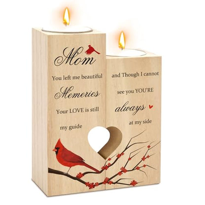 Sympathy Gifts for Loss of Mom Wooden Cardinal Candle Holder Memorial Gifts Funeral Decorations Table Decor Mom Thinking of You Remembrance Condolence Grief Presents for Loss of Loved One Mother