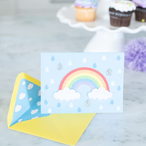 Papyrus Blank Cards with Envelopes, Rainbow with Glitter (8-Count) - color: ‎Rainbow, Blue